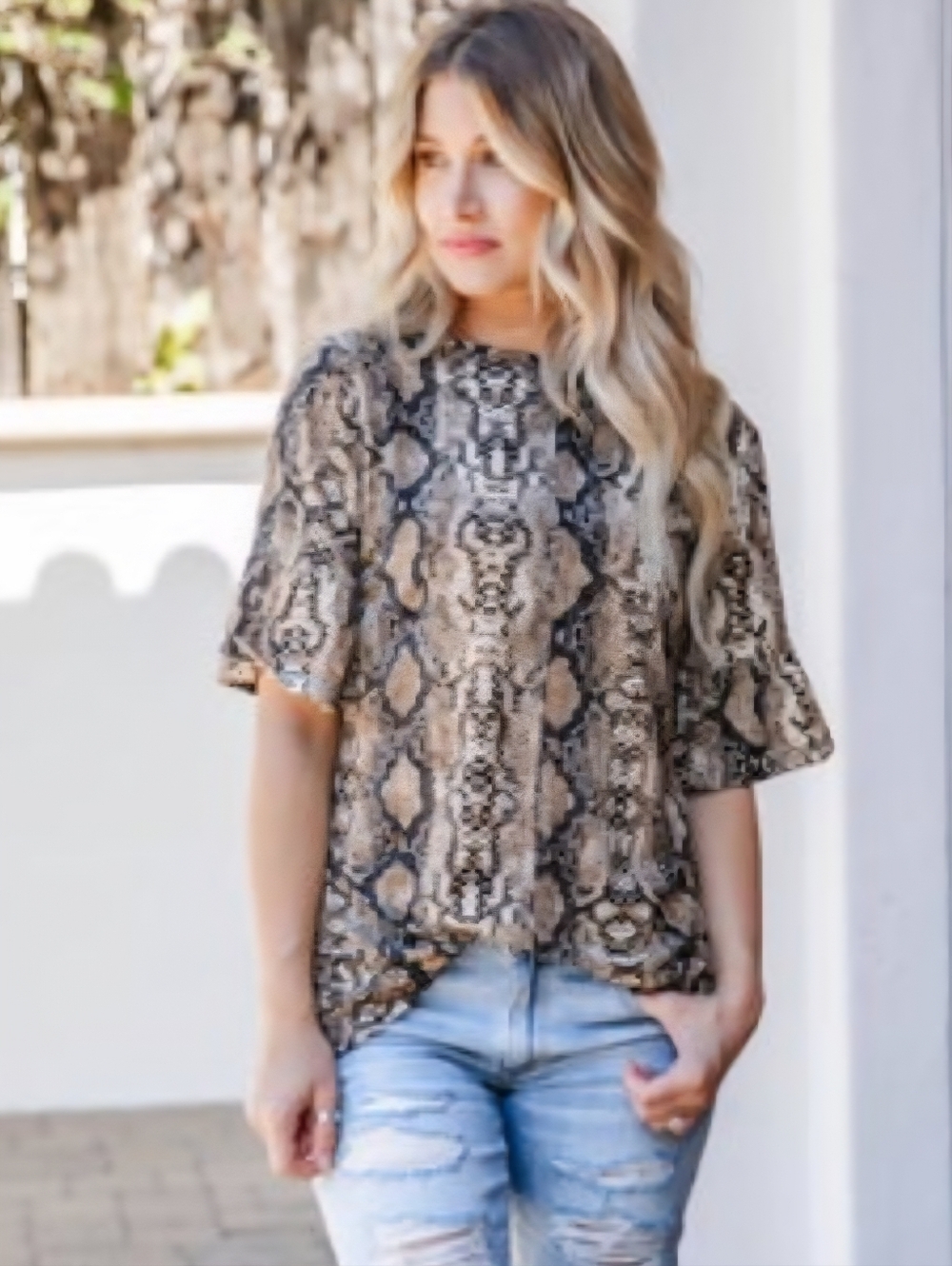 NWT Python Flare Sleeve Top - Picture 2 of 4